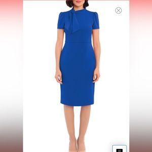 NWT Maggy London Tie Neck Puff Sleeve Scuba Crepe Dress